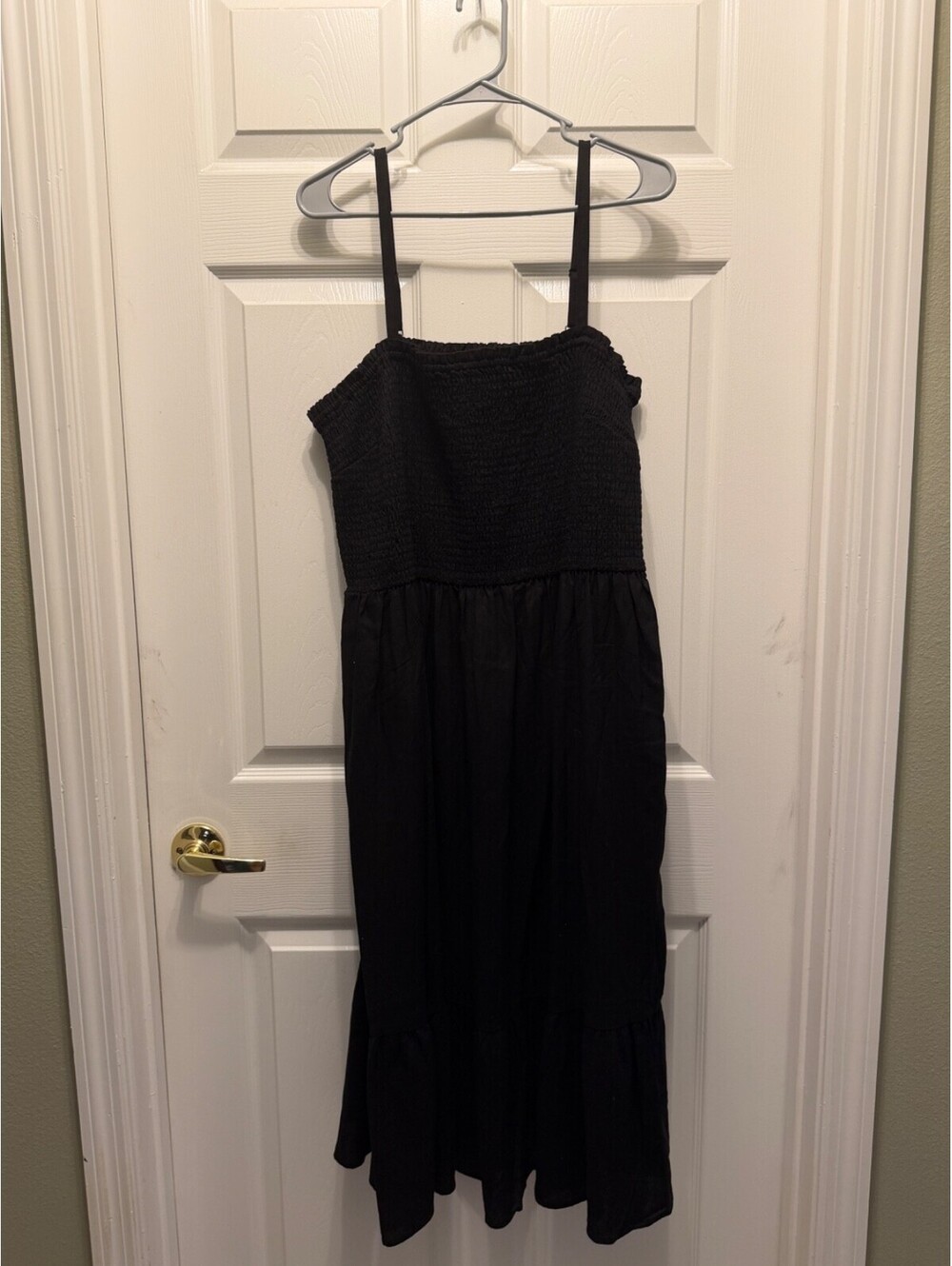 NWT Gap Black Sleeveless Smocked Midi Dress XXL